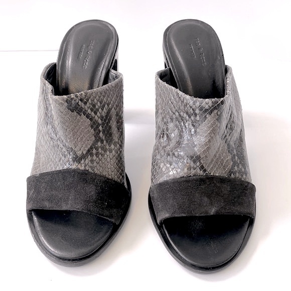 Rag & Bone 'Tristan' Snake Print Suede Leather Mule Sandals, size 7 - Picture 2 of 13